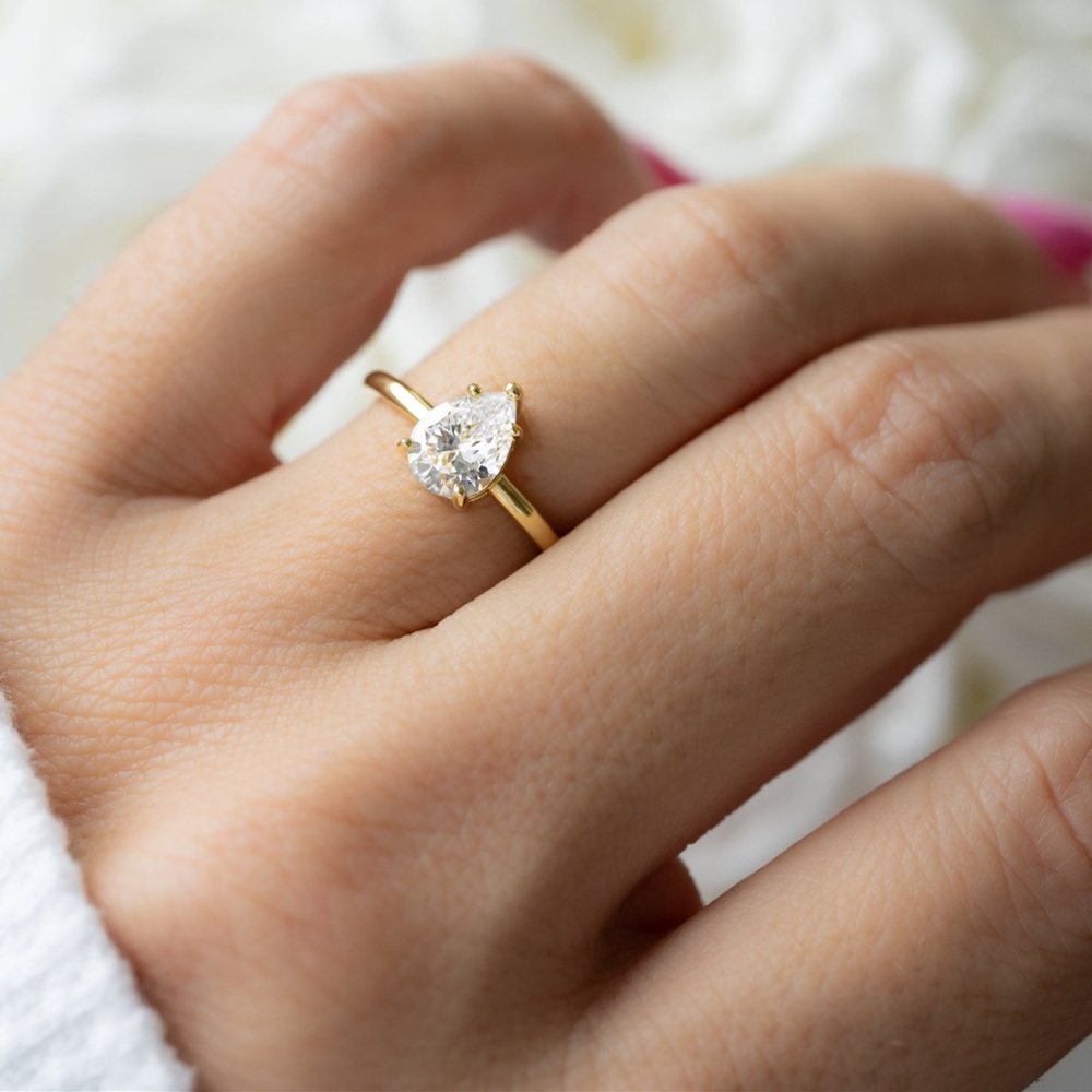 Pear Ring, Engagement / promise / travel ring, Size 5